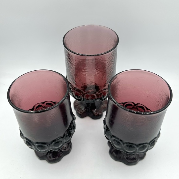 Set of Three 1960’s Tiffin Franciscan Madeira Purple Amethyst Heavy Goblets - Picture 3 of 5